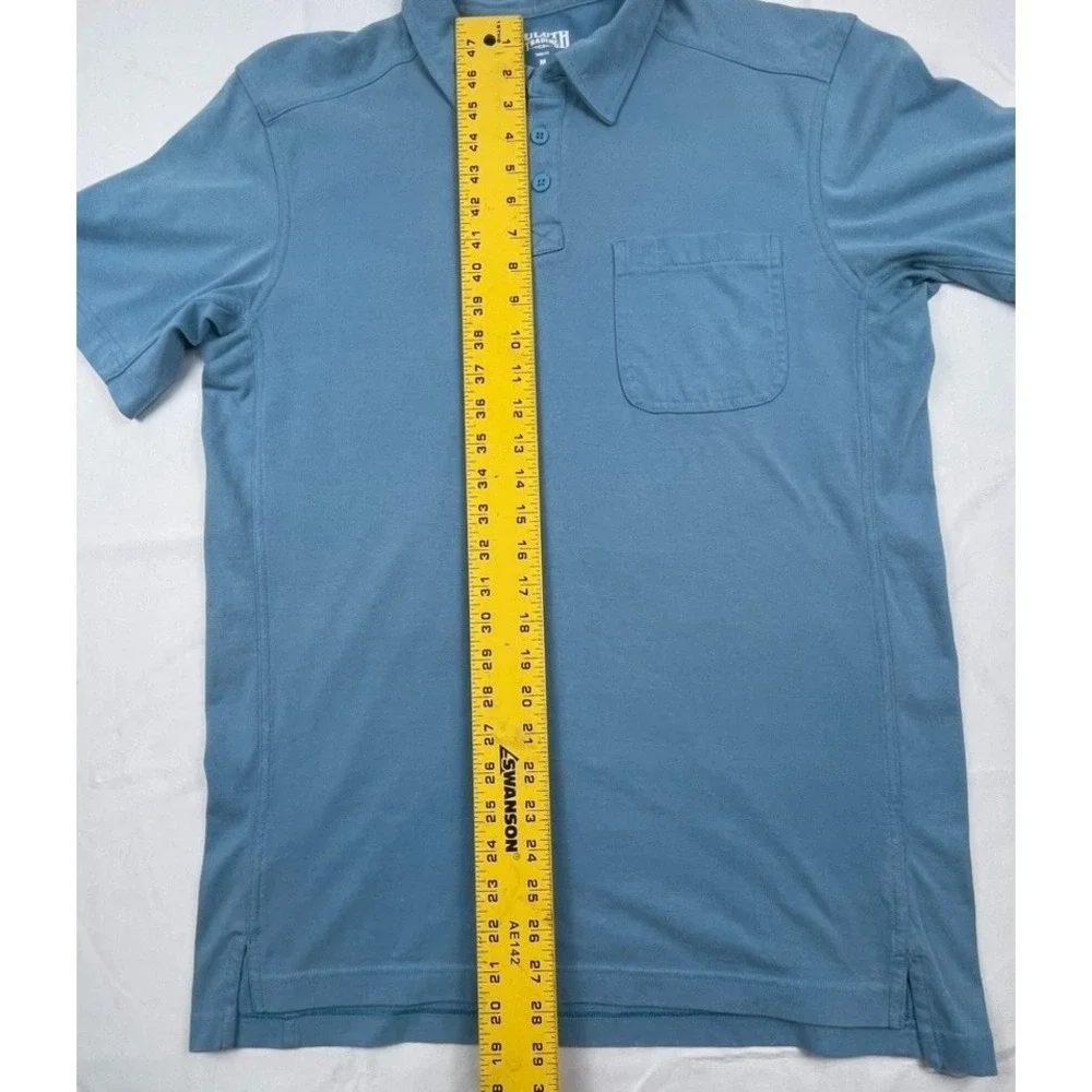 DULUTH TRADING CO TRIM FIT POLO SHIRT MENS M BLUE COOLMAX COTTON BLEND POCKET SH